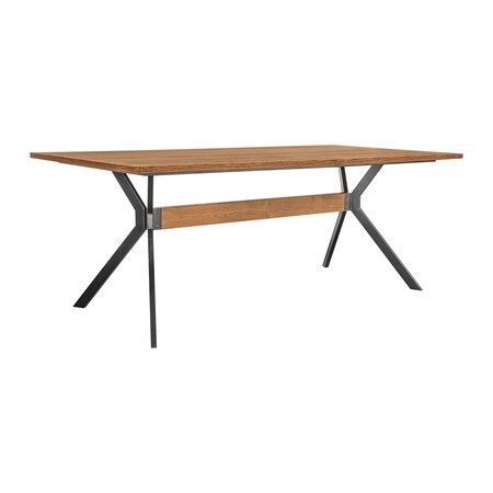Armen Living Nevada Rustic Oak Wood Trestle Base Dining Table in Balsamico LCNVDIBAL